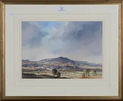 Cavendish Morton, Hilly Landscape, 1984, watercolour