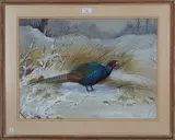 Philip Rickman, Pheasant in a Snowy Landscape, 1968, watercolour with gouache