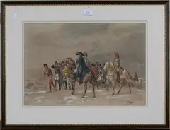 John Lewis Brown, Cavalry and Soldiers on the Brow of a Hill, 1868, watercolour