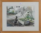 Richard P. Cook, Black Cat outside a Brighton House, watercolour