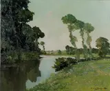 Francesco Pablo de Besperato, View along a River, oil on canvas