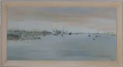Anthony R. Cook, View of Shoreham Harbour, Sussex, oil on canvas