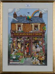 Gale Pitt, The Alphabet Shop, watercolour with gouache