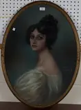 Eva Sawyer, Oval Portrait of a Lady looking over Her Shoulder, 1919, pastel