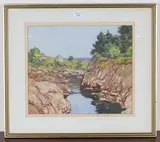 George Houston, View along a Rocky Riverbank