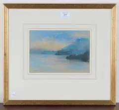 Monte Carlo from Roquebrune by Arthur Bertram Loud, pastel, sold Jul 2020