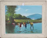 Ricardo B. Enriquez, Farmers working in a Paddy Field, oil on canvas
