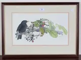 David A.N. Hurrell, Blackbird and Blackberries, 1981, watercolour