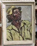Ruth du Boulay Taylor, Kikuyu Garden Boy' (Half Length Portrait of an East African Man), oil on board