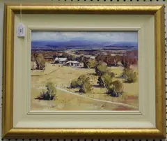 Ken Farrow, Out Oakey Way' (Australian Landscape View), late 20th/early 21st century oil on board