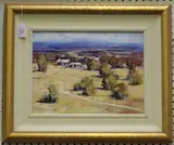 Ken Farrow, Out Oakey Way' (Australian Landscape View), late 20th/early 21st century oil on board