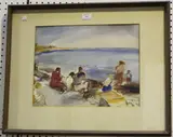 Frieda Salvendy, On the Rocks, Mousehole, 1939, watercolour