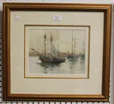 Frederick James Aldridge, Sailing Vessels on a Venetian Lagoon, watercolour