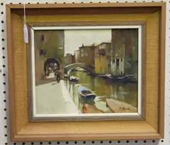 Matt Bruce, Venetian Canal Scene, oil on board