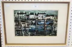 Ray Evans, Harbour Front, mixed media with watercolour and oil on paper