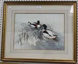 Berrisford Hill, Two Ducks on Water, watercolour with gouache