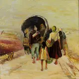 Charles Schneider, Zingari' (Caravan and Figures on a Country Road)