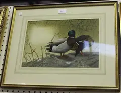 Matthew Hillier, Two Ducks on a Riverbank, watercolour with gouache