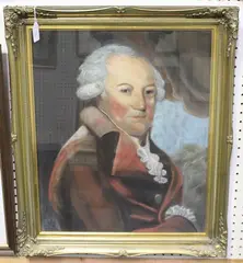 George Smith, Half Length Portrait of a Gentleman wearing a Red Jacket, 1793, pastel