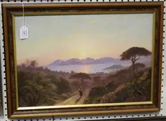 Coastal Landscape at Sunset, probably the Adriatic by E. Tanner, oil on canvas, sold Dec 2019