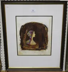 Leo McDowell, Icon' (Profile Portrait of a Young Lady), mixed media