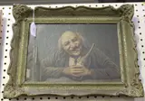 Konstantin Szewczenko, Man holding a Wine Bottle, oil on card
