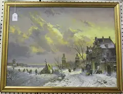 Edgar Nucum, Dutch Winter Landscape, oil on canvas