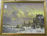 Edgar Nucum, Dutch Winter Landscape, oil on canvas