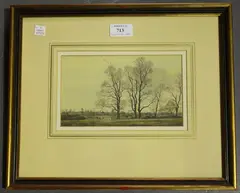 Edward Stamp, Elms at Swanbourne, Buckinghamshire, 1977, watercolour