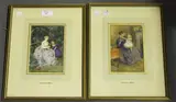 Charles Green, Lady and Young Girl in a Garden, and Lady with Child on her Knee, 1866, a pair of watercolours with gouache