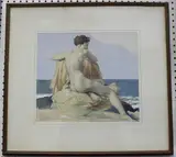 Lawrence Preston, Female Nude Study, 1934, watercolour over pencil