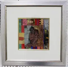 George Donald, Aroeris, mixed media oil with collage on paper
