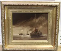 Evening Fishing Boats by Floris Verhey, oil on board, sold Oct 2019