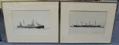 Laurence Dunn, Rion' and 'City of Cambridge' (Boat Studies), a pair of 20th century watercolours with ink and gouache