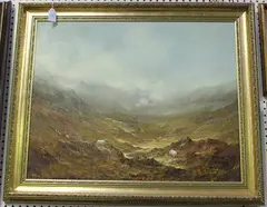 A. Allen, Sheep in a Mountainous Landscape, oil on canvas