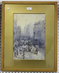Evelyn Blacklock, Piccadilly in Winter, 1912, watercolour