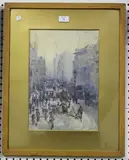 Evelyn Blacklock, Piccadilly in Winter, 1912, watercolour