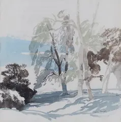 Charles Knight, Tree Study, watercolour over pencil