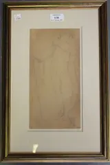Daniel Maclise, Costume Study' (Male Figure with Cape and Staff), pencil