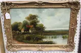 J.F. Cole, Cottage by a Lake, 1876, oil on canvas