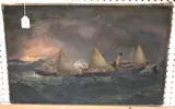 R.P. Aikman, Sylfaen of Liverpool on Point of Ayr, Dec 24th 1887, Painted from Original Notes of Luwens, oil on canvas