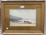 John Farquharson, Coastal Landscape with Seaweed Gatherers, possibly St Aubin, Jersey, watercolour