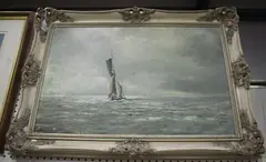 Sailing Vessel on a Calm Sea by John Rootes, oil on canvas, sold Apr 2019