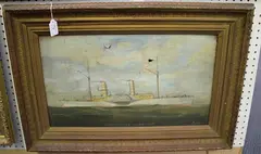 E. Jackson, Confederate P.S. Col. Lamb, 1865' (Pierhead Portrait of a Paddle Steamer), oil on canvas