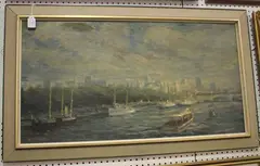 View of Southwark Bridge by Alex Bradley Cohen, oil on canvas, sold Apr 2019