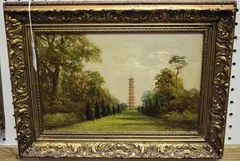 A. Lewis, Great Pagoda at Kew Gardens, oil on canvas