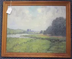 Heinrich Petersen, Schleswig-Holstein' (River Landscape), oil on board