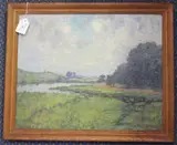 Heinrich Petersen, Schleswig-Holstein' (River Landscape), oil on board