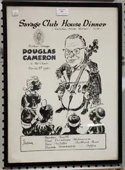 Harry Riley, Savage Club House Dinner Menu, 1961, ink with bodycolour