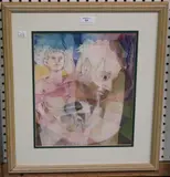 Alison Milner-Gulland, Abstract Portrait Studies, watercolour with collage